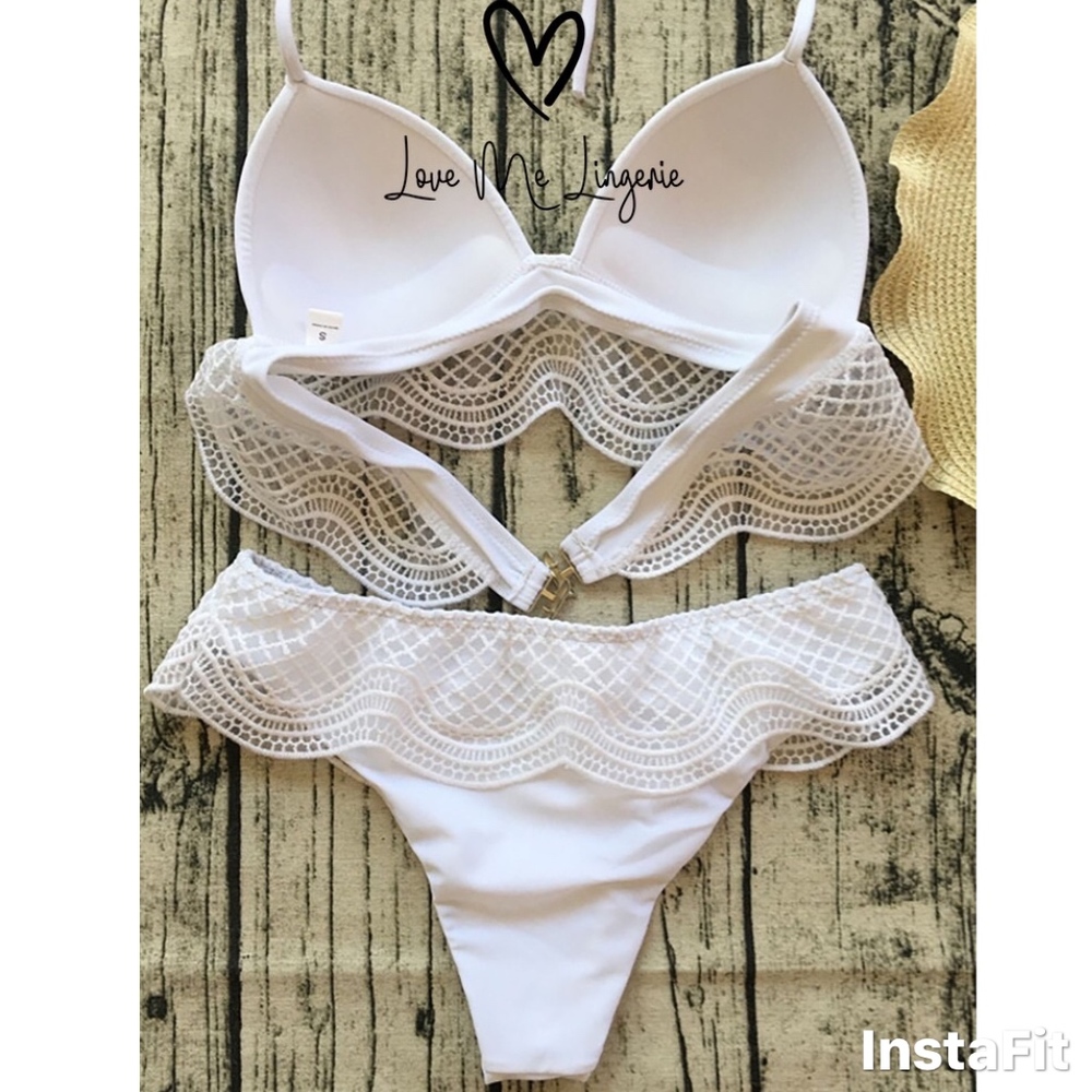 NWT Sexy White Lace Bikini Halter Swimsuit - Picture 3 of 4